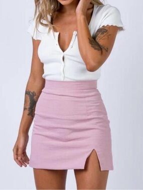 Princess Polly Light Pink High-Rise Mini Skirt with Side Notch